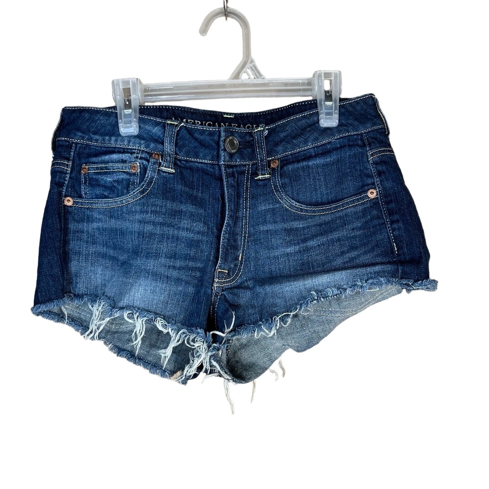 American Eagle Outfitters Shorts Womens Size 6 Blue Denim Frayed Hem Classic